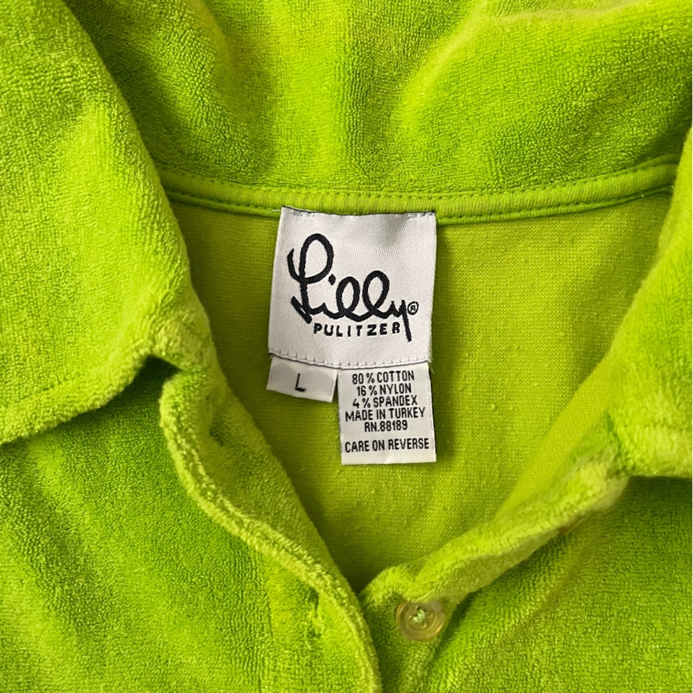LILLY PULITZER brat lime green terry cloth polo - Picture 4 of 6